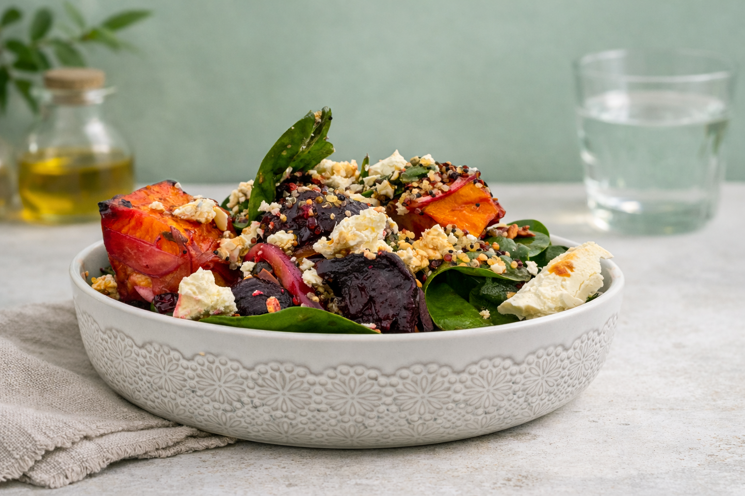 September 10, 2025 Thursday - Roast Pumpkin & Beetroot, Quinoa and Fetta Bowl